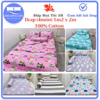 Bộ Drap (4 món) ,Bộ ga giường 1m2 x 2m Cotton 100% thoáng mát, thấm hút mồ hôi