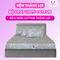 Bộ Drap 4 Món Cotton Thắng Lợi , Mềm , Min ,Mát Thấm Hút Mồ Hôi Tốt
