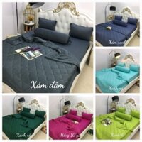 Bộ drap áo gối 4 món thun Hàn Quốc Màu trơn. Nệm <15cm