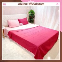 Bộ drap chăn ga Cotton poly Đỏ phối hồng ABUBU phong cách Hàn Quốc đủ size 1m2 - 2m2 Abubu Official