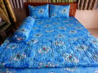 Bộ drap cotton Thắng Lợi (1m8 x 2m) gồm 1 dra + 1 chăn chần bông + 3 áo gối