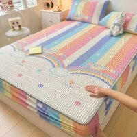 Bộ Drap giường Bằng Cao Su Lụa Mát Màu Trơn Kích Thước King / Queen