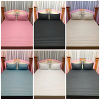 Bộ Drap giường Canada sọc trơn 3in1 - 100% Cotton Canada