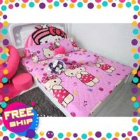 Bộ Drap giường cotton poly cao cấp Kitty đáng yêu (chọn mẫu)