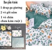 Bộ drap giường Cotton Poly  Đáng yêu, drap ga giường, vỏ ga và 2 vỏ gối