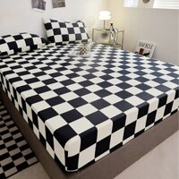 Bộ Drap giường Đơn Kẻ Caro Màu Đen Thân Thiện Với Da
