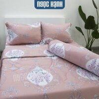 Bộ drap giường tencel lụa bông hồng phấn - Drap giường Tencel cao cấp