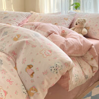 Bộ Drap giường trang bị cho chó hoa 100% Cotton Cadar 3 trong 1 41in 1cut Bộ Drap giường in hình động vật Vỏ gối hoạt hình Bộ Drap giường đơn / Queen / King