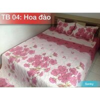 Bộ drap nệm 1 ga chun 2 vỏ gối nằm 45 x 65 cm mẫu hoa đào