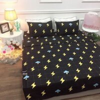 Bộ drap nệm 1M6 1M8  – 1 ra nệm poly + 2 vỏ gối nằm 45 x 65 cm mẫu tia sét