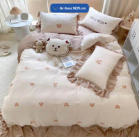 Bộ Drap Nệm Tencel Gấu Cute 5 Món SERENA Cao Cấp