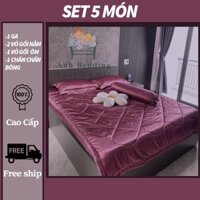 BỘ DRAP PHI LỤA THÁI TUÂN 1m6x2m 1m8x2m set đủ 5 món mền chần bông xịn