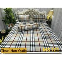 Bộ Drap thun Hàn Quốc 4 món mẫu sọc caro