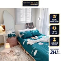 Bộ drap trải giường 3 món cottong poly Hàn Quốc đáng yêu miễn phí bo chun drap ga giường