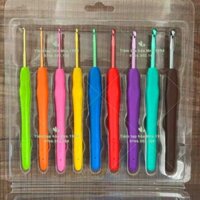 BỘ ĐỦ SIZE 9 KIM MÓC LEN CÁN DẺO MÀU - DỤNG CỤ MÓC LEN - KHÂU MÓC ĐÁNH DẤU