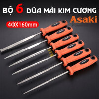 Bộ dũa kim cương mài kim loại 4x160mm Asaki AK-3902 bộ 6 giũa mài đa năng thép carbon T2 chống mài mòn, dũa mini cao cấp