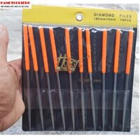 Bộ dũa kim cương tròn có 3 size 3x140mm,4x160mm,5x180mm 10 món HONGYU