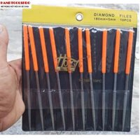 Bộ dũa kim cương tròn có 3 size 3x140mm,4x160mm,5x180mm 10 món HONGYU