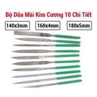 Bộ dũa mài kim cương 10 chi tiết cán xanh - Dũa kim loại cao cấp