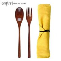 Bộ đũa muỗng nĩa ONGTRE theo phong cách Nhật Bản, Tặng kèm túi vải Màu ngẫu nhiên - Combo 2  Túi Vàng