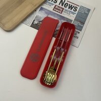Bộ Đũa Nĩa Thìa Inox Dành Cho Một Người Nhân Viên Văn Phòng Học Sinh Bộ Đũa Nĩa Thìa Ba Món Hộp Bảo Quản Dao Kéo Di Động LDWH