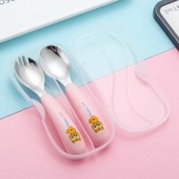 Bộ đũa thìa dĩa ăn dặm 3 chi tiết cho bé (Bộ đũa thìa tập ăn)