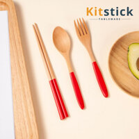 Bộ đũa thìa dĩa cá nhân cầm tay, KITSTICK, nhiều màu sắc, phong cách Nhật Bản, tiện dụng