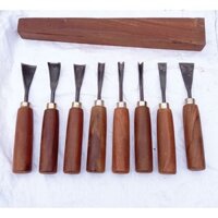 Bộ đục bonsai đục cây cảnh 8 cây kèm dùi đục gỗ nghiến hàng rèn gia truyền chất thép nhíp ô tô