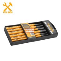 Bộ Đục Dùi Hai bộ 5 cây 6 cây, cây đục cơ khí công nghiệp 25091 25090 TOLSEN thép hợp kim CrV, Sơn tĩnh điện Đồ Nghề DC