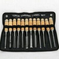 Bộ đục gỗ 12 món - Đồ nghề chạm khắc gỗ dành cho thợ mộc, thợ điêu khắc