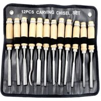 Bộ đục gỗ 12 món - mũi đục gỗ cầm tay - dao điêu khắc gỗ