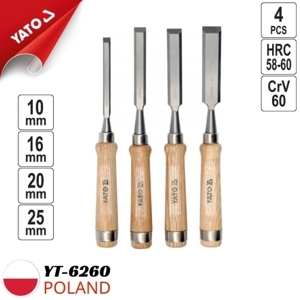 Bộ đục gỗ 4 chi tiết 10-16-20-25mm YT-6260