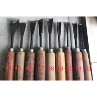 Bộ  đục gỗ đục điêu khắc đục chạm mài sắc kèm cán gỗ nghiến chất lượng