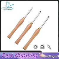 Bộ đục gỗ Máy tiện 3 miếng Dụng cụ tiện gỗ Bao gồm lưỡi dao cacbua vuông, tròn, kim cương để tiện gỗ