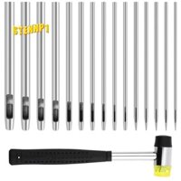 Bộ đục lỗ 15 mảnh, Bộ đục lỗ bằng da, 0,5 Mm đến 6 Mm, Bộ đục lỗ rỗng bằng thép tròn với 1 Búa cao su, dành cho da