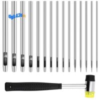 Bộ đục lỗ 15 mảnh, Bộ đục lỗ bằng da, 0,5 Mm đến 6 Mm, Bộ đục lỗ rỗng bằng thép tròn với 1 Búa cao su, dành cho da