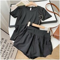 Bộ Đùi 2 Lớp Áo Cộc Tay Phối Lưới Tập Gym, Chạy Bộ, Đạp Xe, Pickleball, Bóng Chuyền, Cầu Lông TCSportwear( Nữ(NG03)