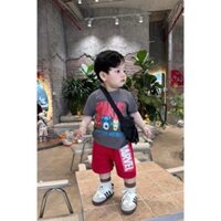Bộ Đùi Cho Bé, Bộ Siêu Nhân Mavel Áo Xám Quần Đỏ Cotton 4 Chiều Cho Bé Trai