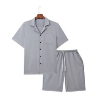 Bộ Đũi Nam Áo Cổ Vest Tay Ngắn Quần Đùi Đũi Mát Nhẹ Mang Lại Cảm Giác mặc Như Không Mặc