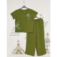 Bộ Đũi Trung Niên Mặc Ở Nhà Cho Bà, Cho mẹ - Sét Đồ Bộ Trung Niên Cao Cấp Ống Dài - Size 40-70kg