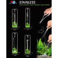 Bộ dung cụ 4 món, khởi đầu cho bể thủy sinh chuyên nghiệp: Nhíp thẳng, nhíp cong trồng cây, Kéo tỉa cong đầu, vợt 3D