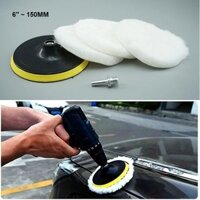 Bộ Dụng Cụ 5 Món Size 6 In~15cm Gồm 1 Phớt + 3 Lông Đánh + 1 Cốt M14 Gắn Máy Cầm Tay Đánh Bóng Xe Cộ, Vật Dụng, Nhà Cửa