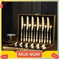 Bộ Dụng Cụ ăn Beefsteak cao cấp Gold Stainless Steel 24pcs - 🔰AsiaMart24h🔰