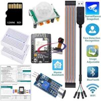 Bộ dụng cụ Arduino ESP32 CAM Màn hình Snapshot Nhận dạng khuôn mặt Mô-đun Camera Bluetooth WiFi với thẻ SD 128M USB sang cáp nối tiếp Cảm biến âm thanh HC-SR501