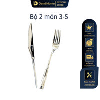 Bộ dụng cụ bàn ăn dao thìa nĩa Inox 304 DandiHome cao cấp - Bộ dao nĩa beefsteak 2 chiếc 3-5