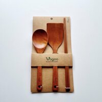 Bộ dụng cụ bếp bằng gỗ xuất Nhật, Hàn  đũa nấu, sạn, vá gỗ