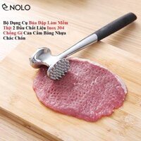 Bộ Dụng Cụ Búa Đập Làm Mềm Thịt 2 Đầu Chất Liệu Inox 304 Chống Gỉ Cán Cầm Bằng Nhựa Chắc Chắn