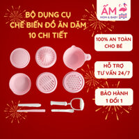 Bộ Dụng Cụ Chế Biến Đồ Ăn Dặm Cho Bé Ấm Baby 10 Chi Tiết Gồm Bộ Chày Cối, Rây Lọc, Mài Nghiền Tiện Dụng Ấm Gift & Decor