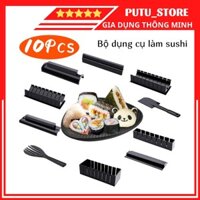 Bộ dụng cụ cuốn sushi 10 món 🔥 MẪU MỚI 🔥 dụng cụ làm Sushi hình trái tim, tròn, vuông, chữ nhật