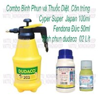 Bộ Dụng Cụ Diệt Côn Trùng Hiệu Quả Gồm Bình Phun Dudaco B202 (2L) và 2 Chế Phẩm Diệt Ruồi, Muỗi, Kiến, Dán